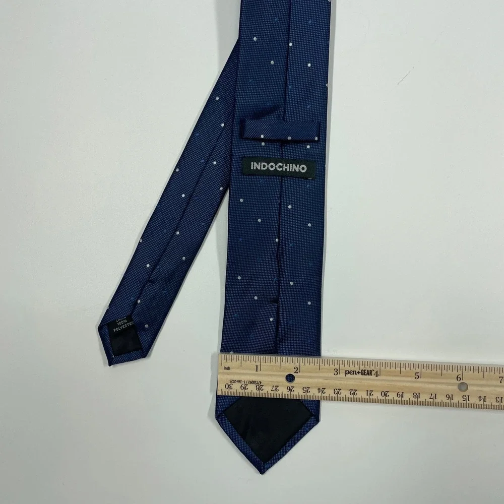 Indochino Navy Blue Polka Dot Textured Necktie Mens OS